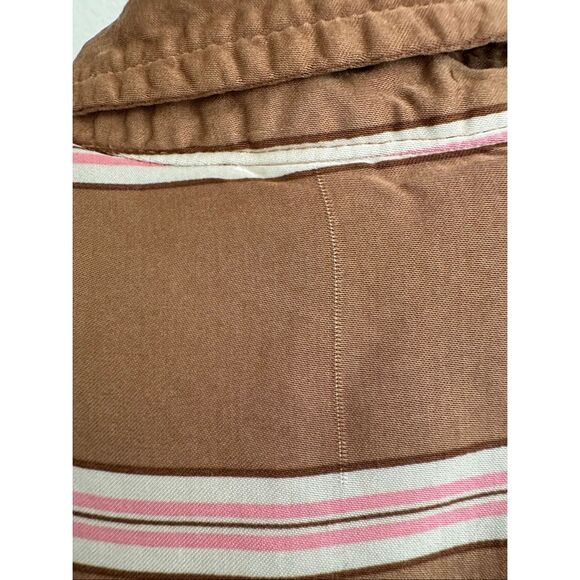 Aerie Pj to Party Pajama Set Button Down Short Size Small Brown Satin Pink - Picture 5 of 10